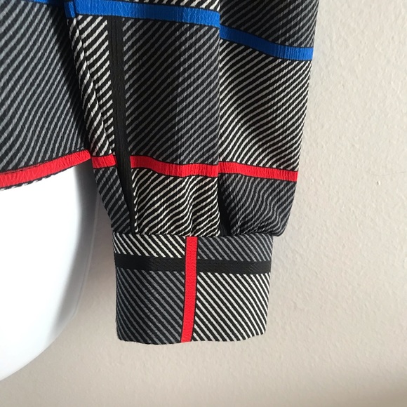 St.Michael Chic Plaid Pattern Black Collared Button Down Shirt with Belt 90’s - Picture 7 of 16